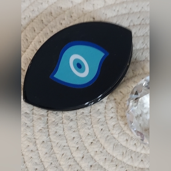 Hand-Painted Evil Eye / All Seeing Eye Blue Black Metal Hair Clip - Picture 9 of 16